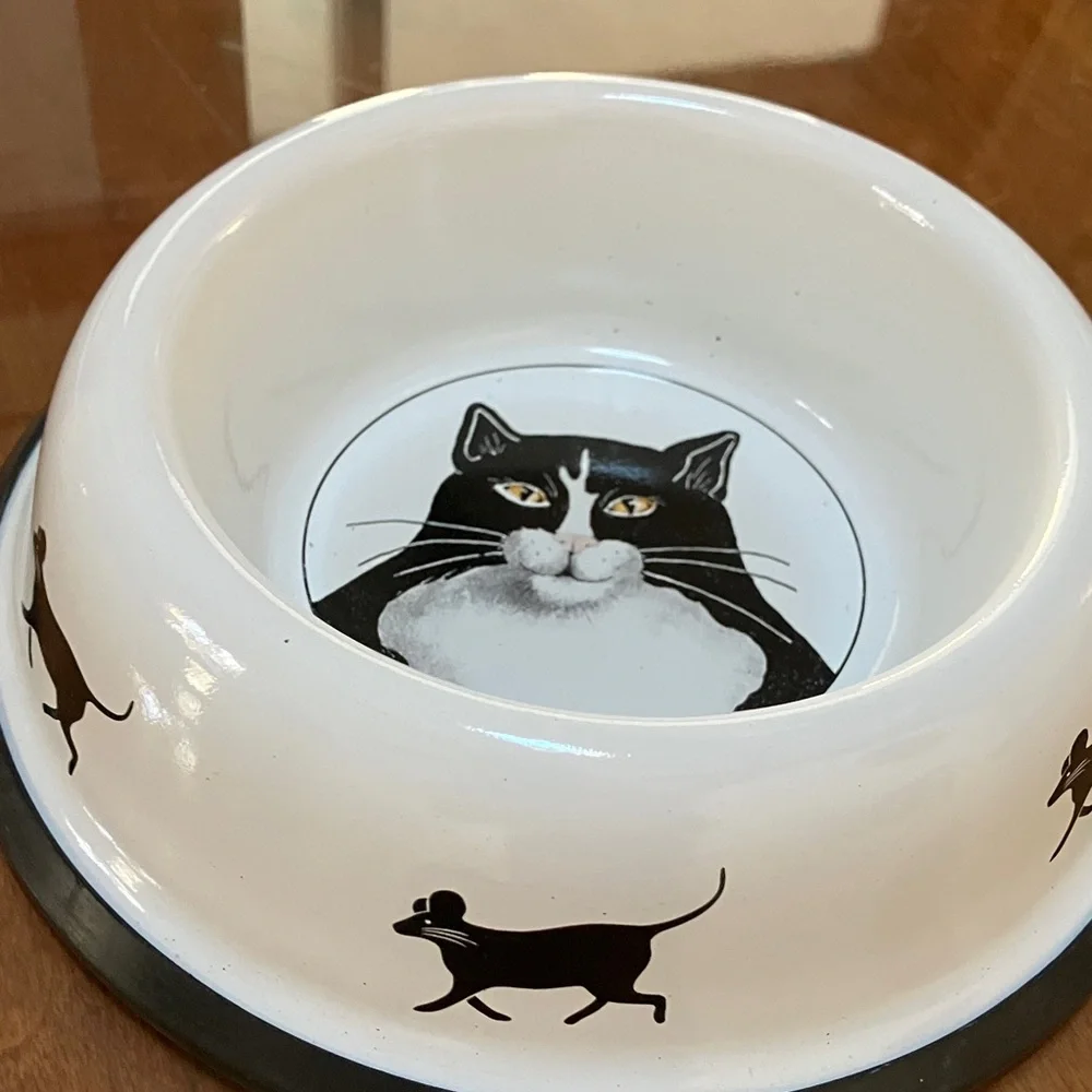 Black and White Cat Bowl